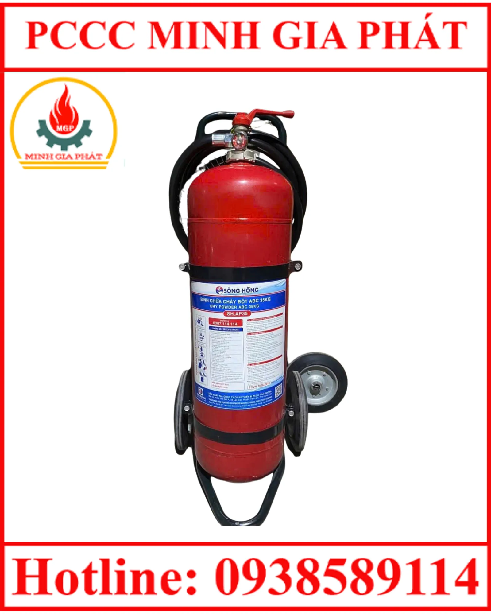 BINH CHỮA CHÁY XE ĐẨY 35KG (SÔNG HỒNG) + KIỂM ĐỊNH